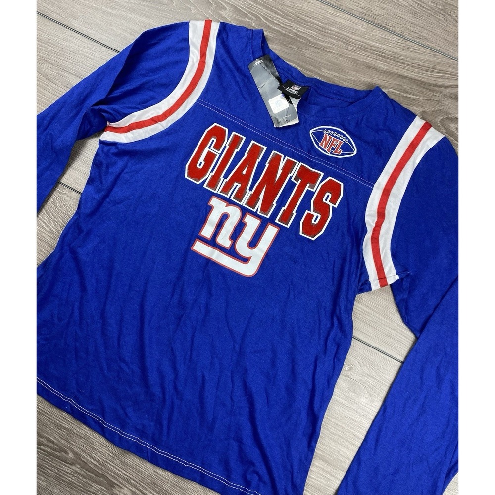 NFL Team Apparel Women's New York Giants Long Sleeve Logo T Shirt Blue XL New